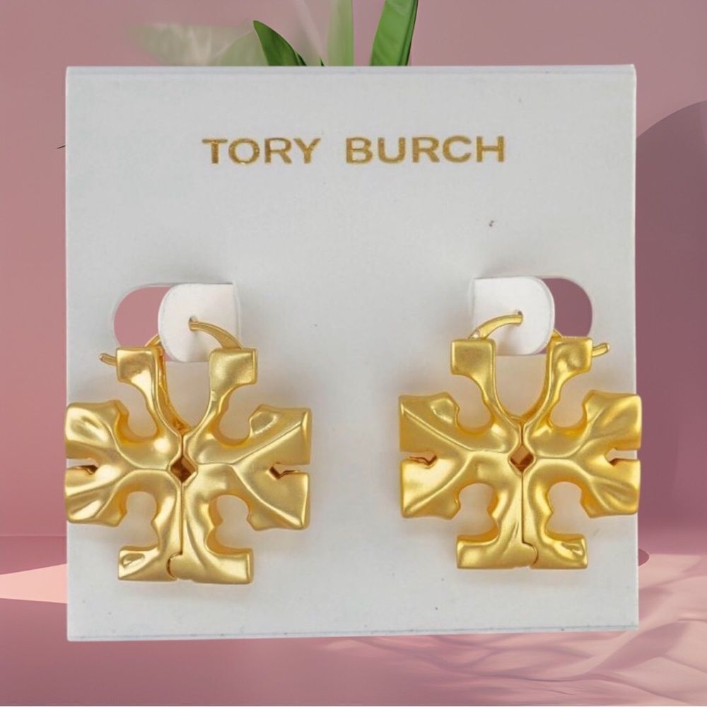 TORY BURCH ROXANNE HIDDEN LOGO HOOP EARRINGS